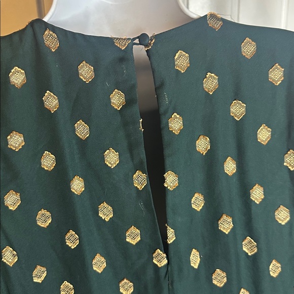 Calvin‎ Klein Size 8 Dark Green Patterned Long Sleeve Dress - Picture 8 of 11